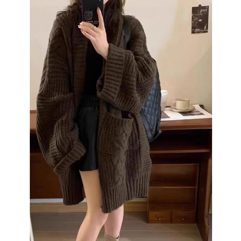 Autumn and Winter Fashion Mid-length Thick Sweater Outerwear, Intellectual and Elegant Ladies Knitted Cardigan6936#