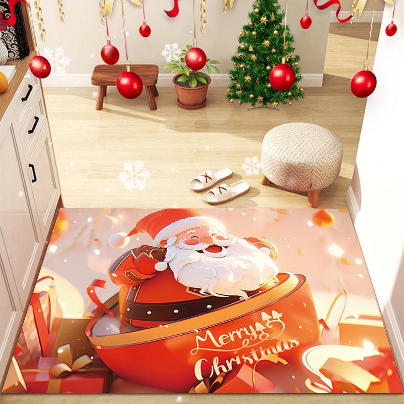 Cross-border Cartoon Christmas Decorative Carpets Christmas Holiday Printed Door Mats Water-absorbing Non-slip Door Mats