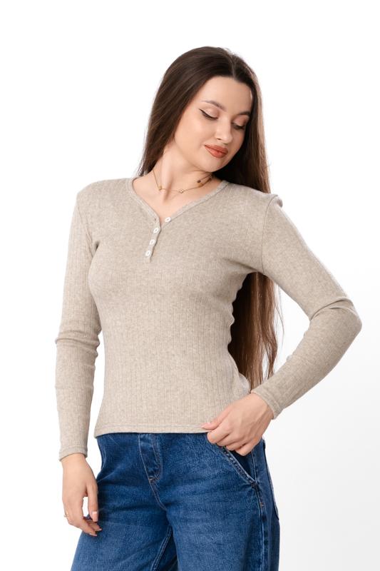 Women's Ribbed Angora Long Sleeve Top with Buttons, Demi-season 8454-088 HC