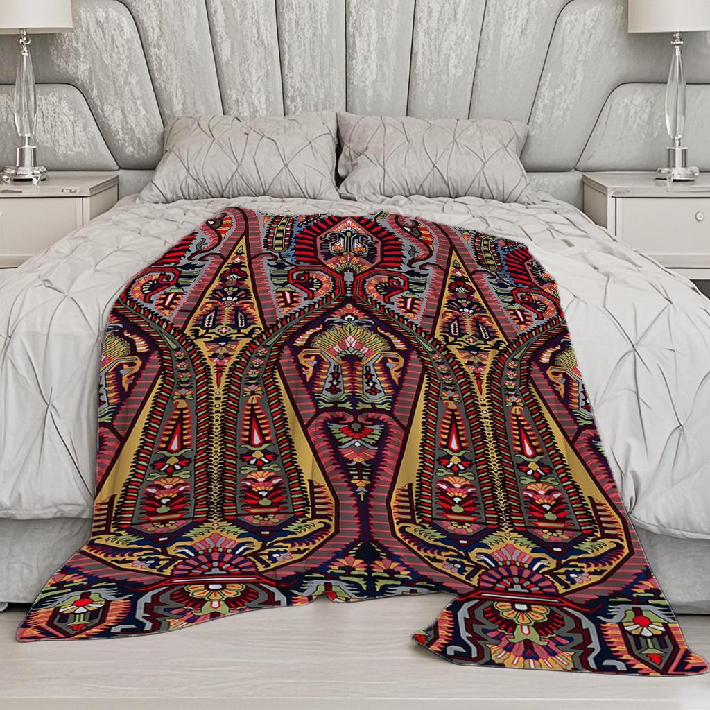 Colorful Ethnic Pattern Microfiber Flannel Cover Blanket Bedroom Living Room Sofa Soft And Comfortable Home Decoration