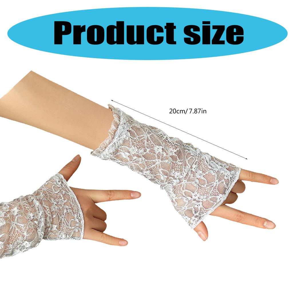 Y2K Style Lace Gloves Sheer Chiffon Sun Protection Arm Sleeves For Women Outdoor Activities And Daily Fashion