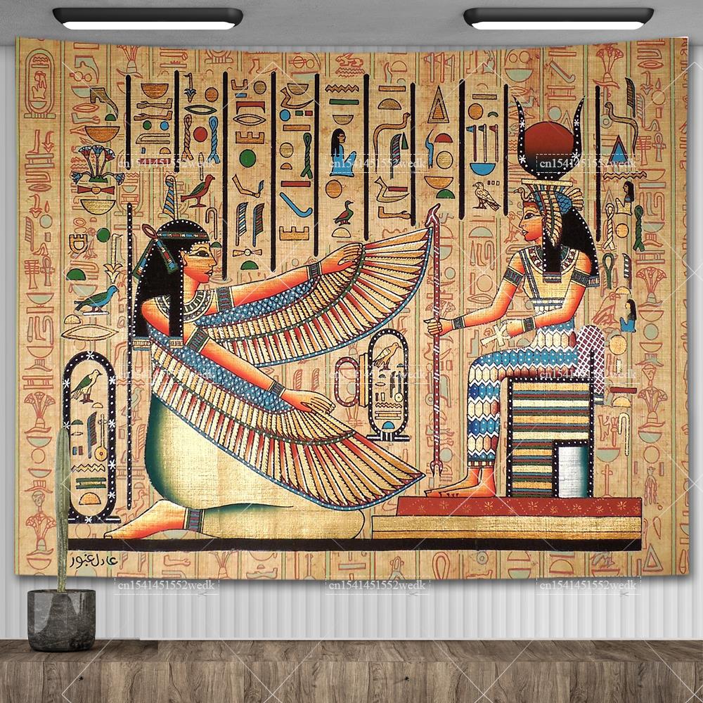 

Египетский гобелен Древнеегипетская мифология Гобелены Египетские боги Фараоны Иероглифические резные гобелены для эстетики комнаты 200X150CM 80x60in
