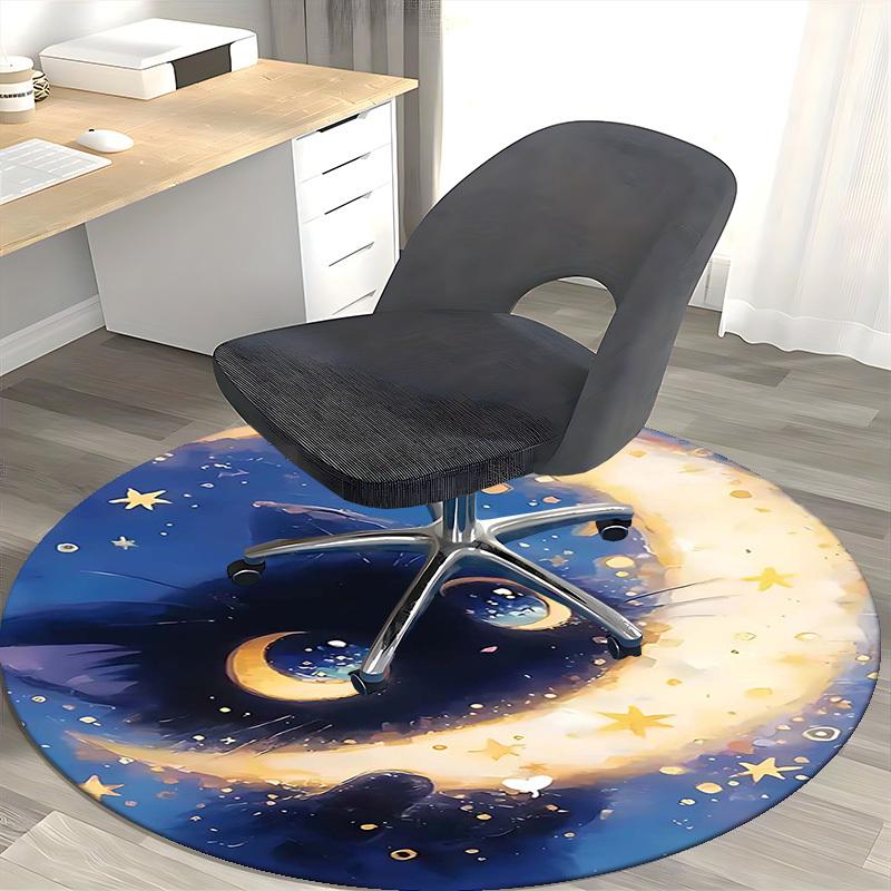 1pc Anime Design Round Carpet Office Chair Mat, Non Slip Rug for Home Decor, Living Room, Bedroom, Game Room, All Seasons