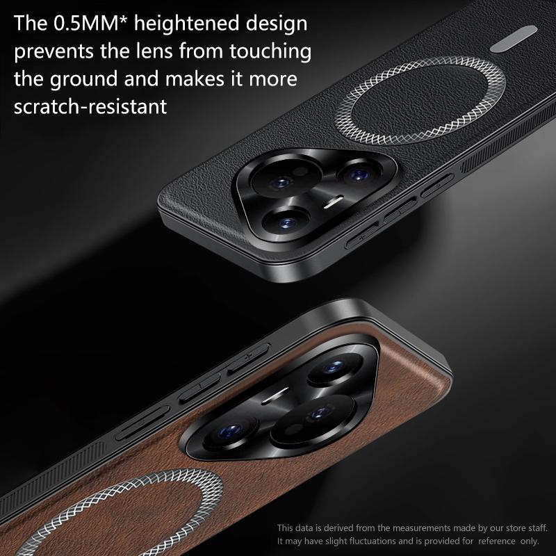 For Huawei Pura 70 P70 Case Magnetic Elegant Leather Wear-Resistant Lens Fully Covered Non-Slip Grip Edge Cover Shell