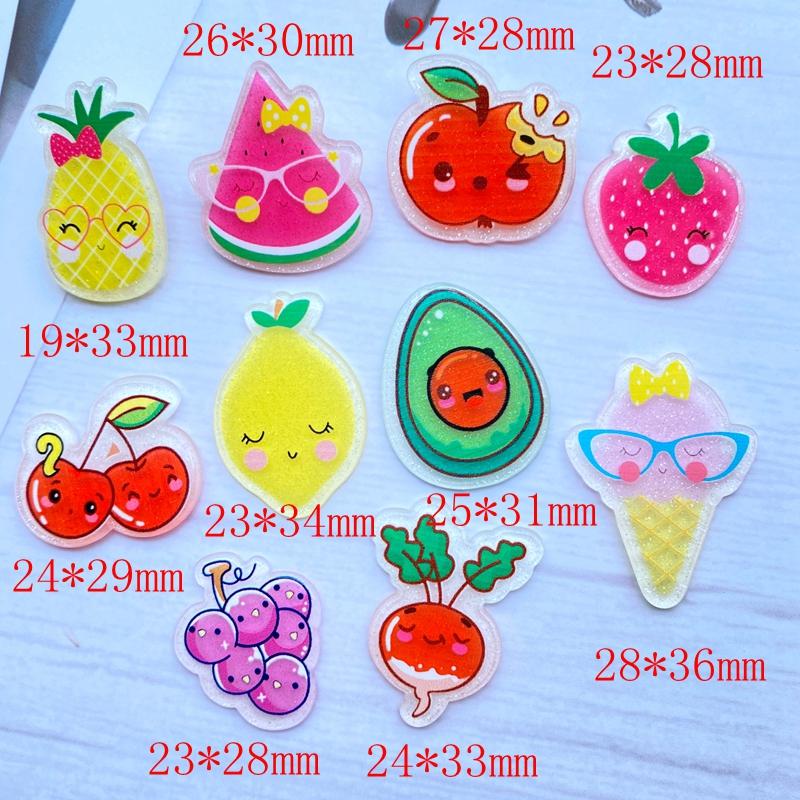 10Pcs Kawaii Cute Mixed Fruit Series Flat Back Acrylic Cabochons Scrapbooking DIY Jewelry Craft Decoration Accessorie H88