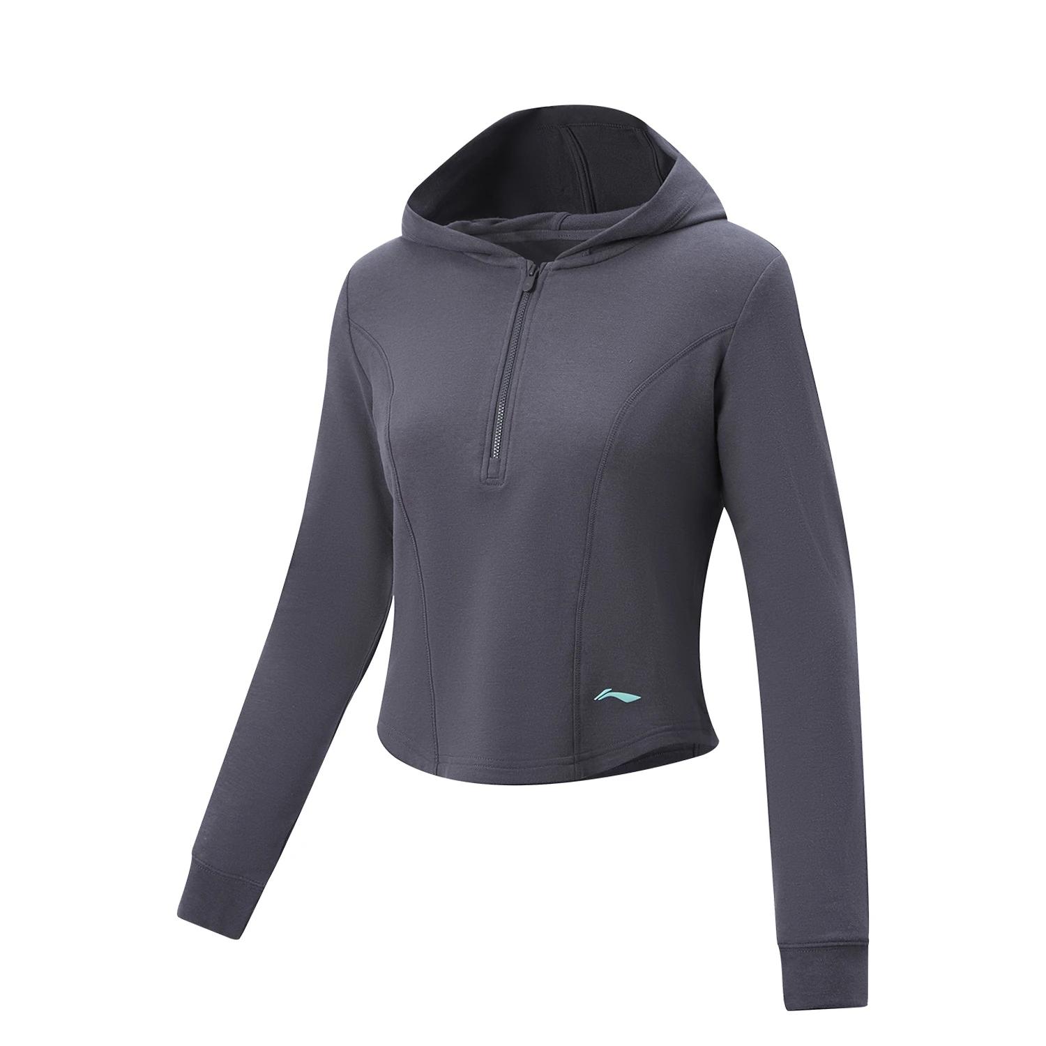 Li-Ning Plain Color Soft Versatile Simple Hoodie Women tops AWDW272-3 M