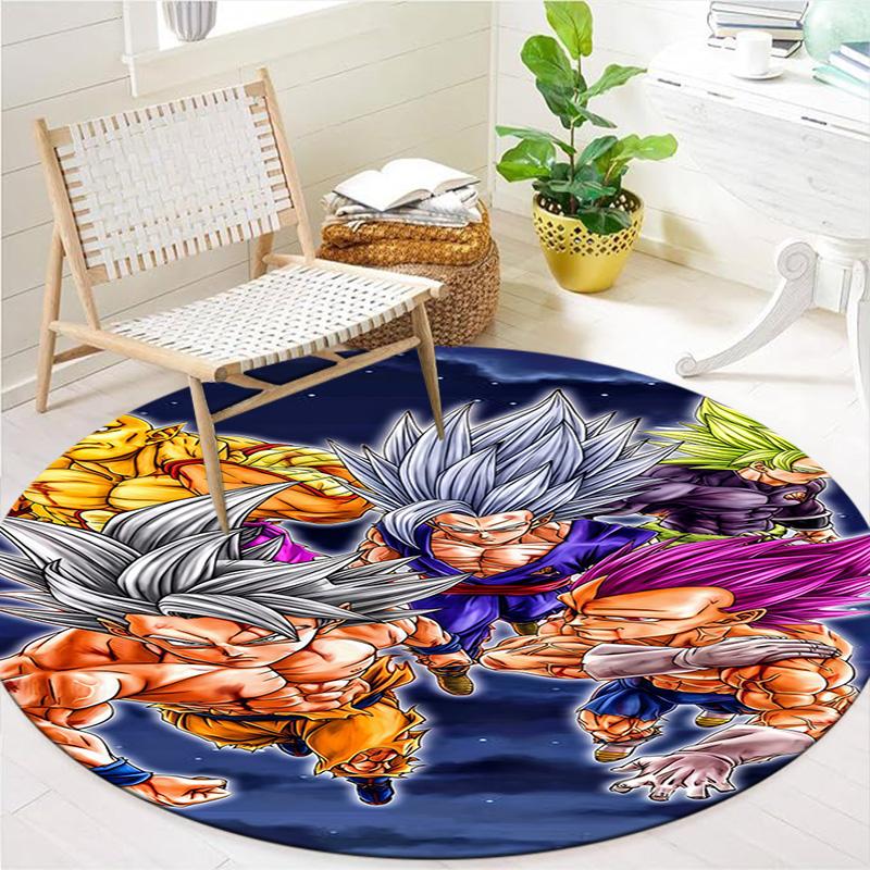 Dragon Ball Z Round Area Rug Carpet Rug For Living Room Bedroom Sofa Playroom Decor Nonslip Floor Mat