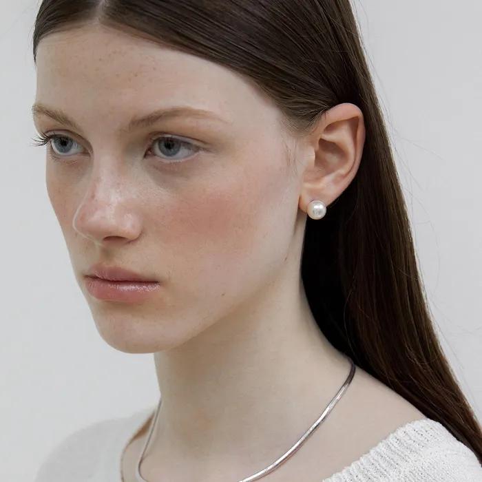 [925 silver] Pureline White pearl earrings 10mm (White) BH6E49641W9XXX