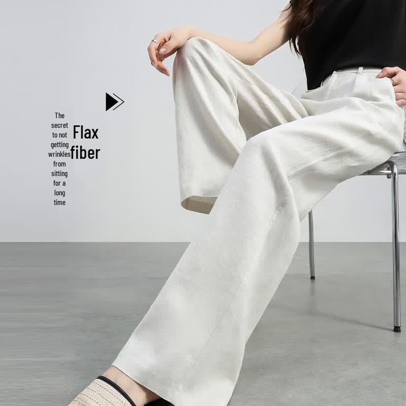 Pantaloni larghi da donna 100% lino HSTYLE