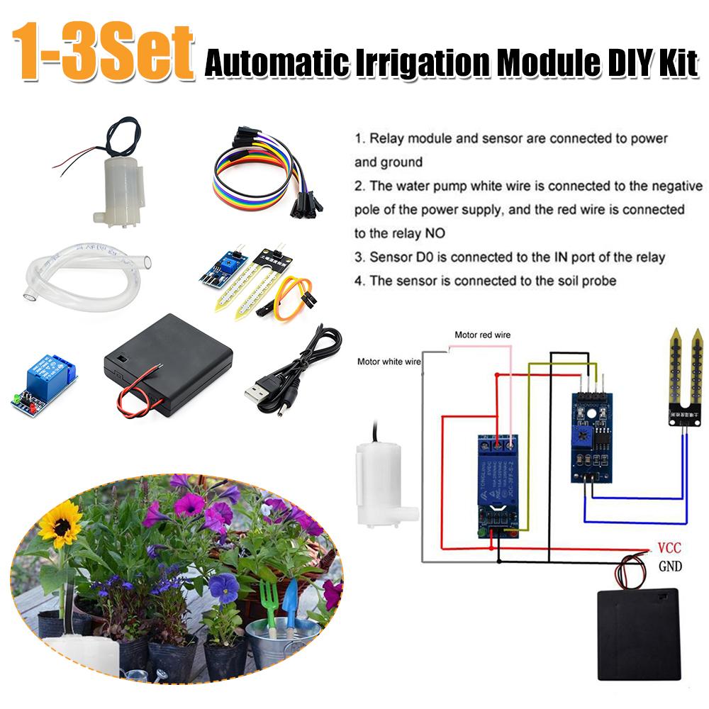 Automatic Irrigation Module DIY Kit Automatic Water Pumping Soil Moisture Sensor Relay Module 50cm Hose for Arduino