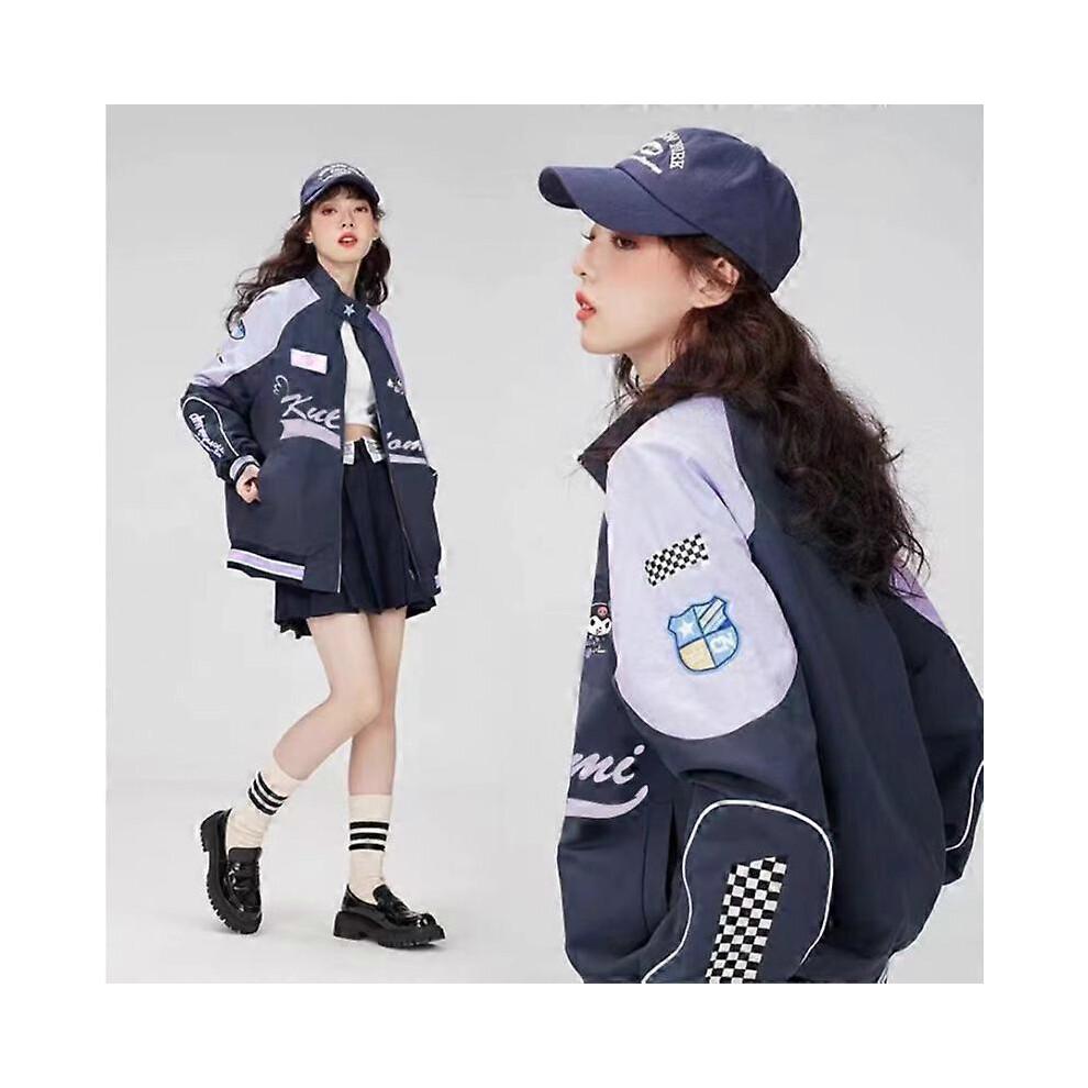 Y2k Sanrio Kuromi Jacke Niedlich My Melody Cinnamoroll Biker Perforierte Frau Locker Racer Jacken Damen Freizeitkleidung Geschenk
