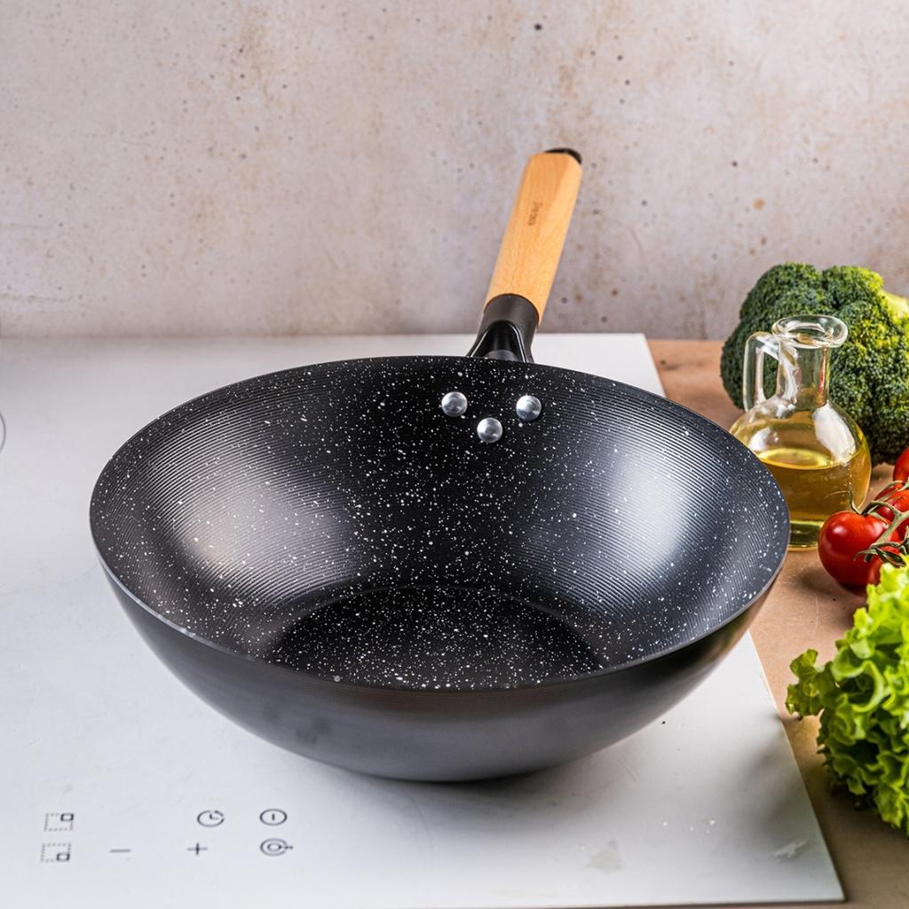 WOK Z POWŁOKĄ MARMURKOWĄ 30cm KINGHOFF KH-1983