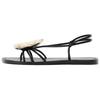 Pu Vintage Open-Toe Floral Decor Flat One-Strap Sandals 1.5Cm Women Sandals Black 2604510800