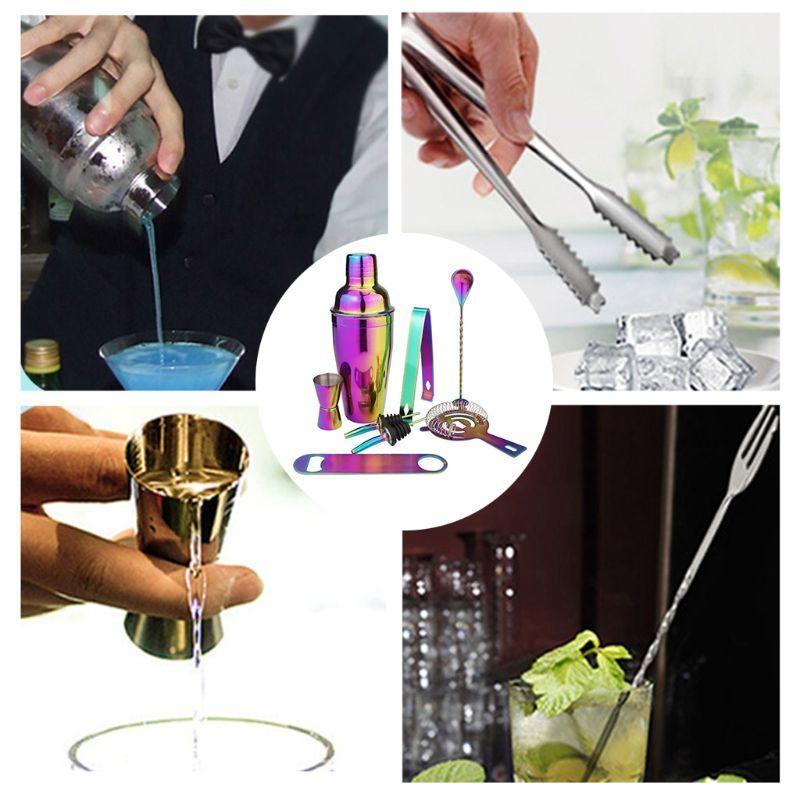 8pcs Colorful Stainless Steel Cocktail Wine Shaker Set Bartender Cocktail top sale
