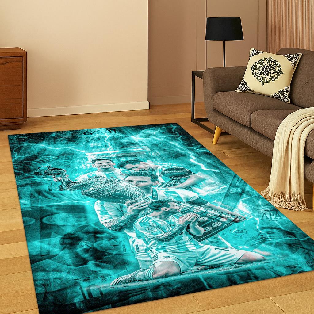 Fußballstar Messi Sportteppich Teppich für Wohnzimmer Sofa Zuhause Schlafzimmer Küche Fußabtreter Dekor, Spielzimmer Rutschfeste Bodenmatte Geschenk