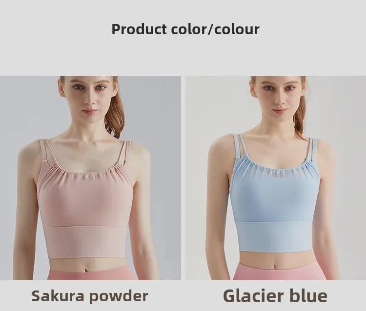 LAHN Women's Shockproof Sports Bra with Pleated Mesh Front for Running and Yoga