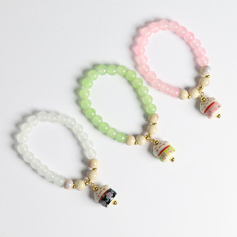 Boho Fortune Cat Charms Bracelet For Women Stretch Wire Couple Bracelet Jewelry Accessories Gifts
