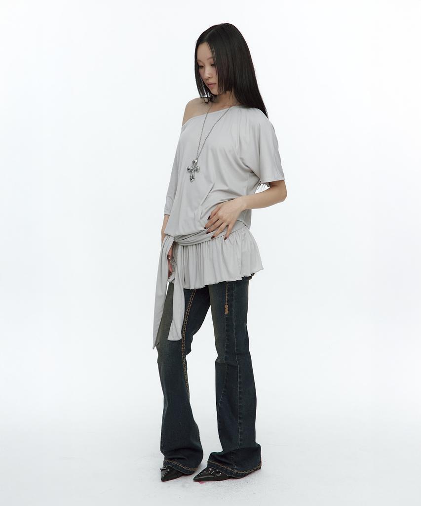 Rough Neck Waist Tie Dress