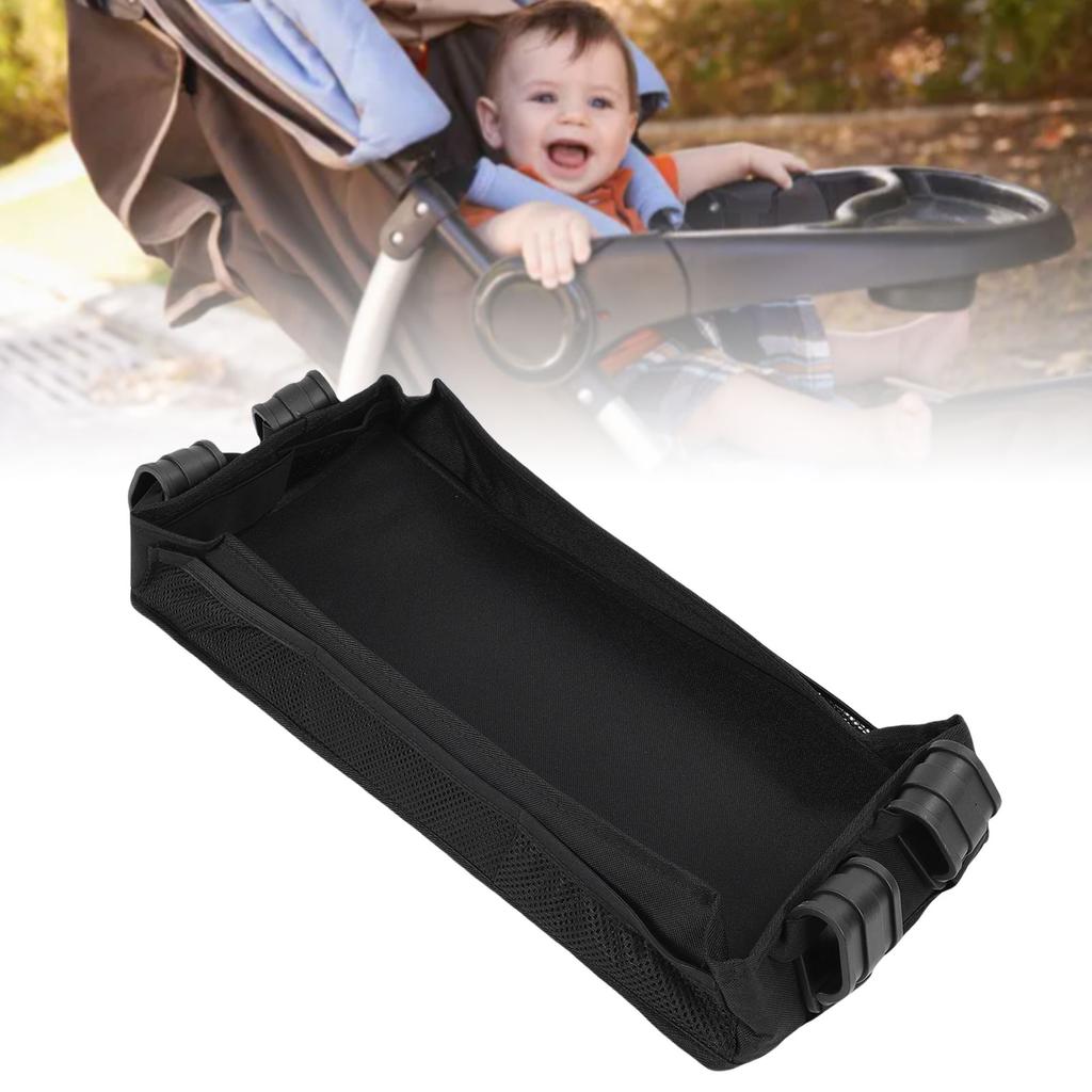 Stroller Snack Tray Extra Sturdy Base   Proof Stroller Tray Attachment with Side Mesh Pockets