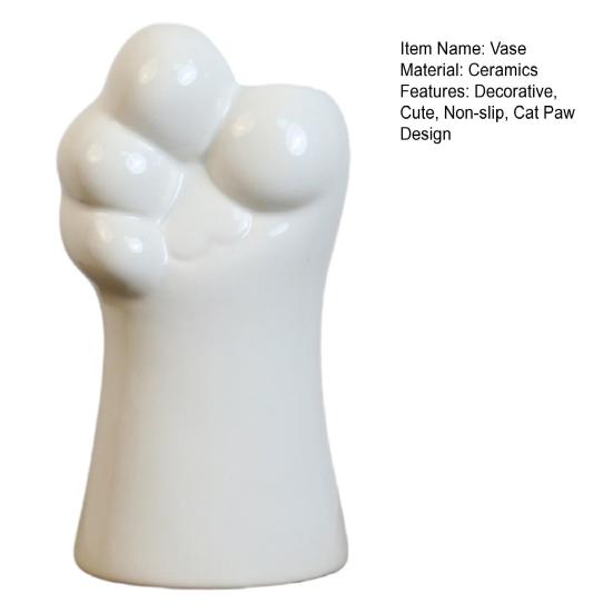 Cute Cat Paw Flowers Vase, Cat Paw Vase for Fresh/Dry Flowers, Decorative Ceramic Vase for Home Room Office Party Wedding