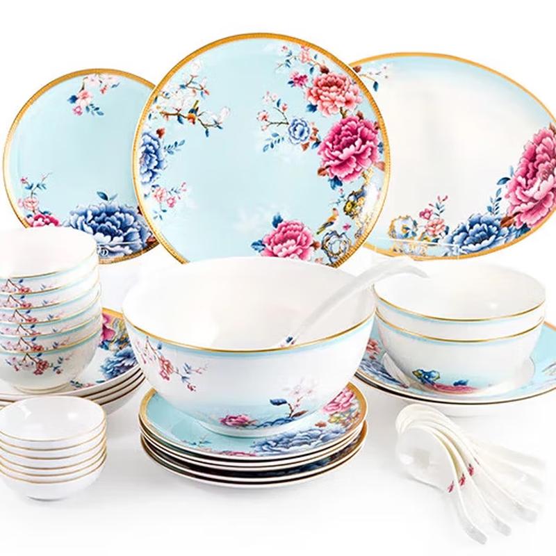 Magoronte Prosperous Peony 32-Piece Ceramic Tableware Set