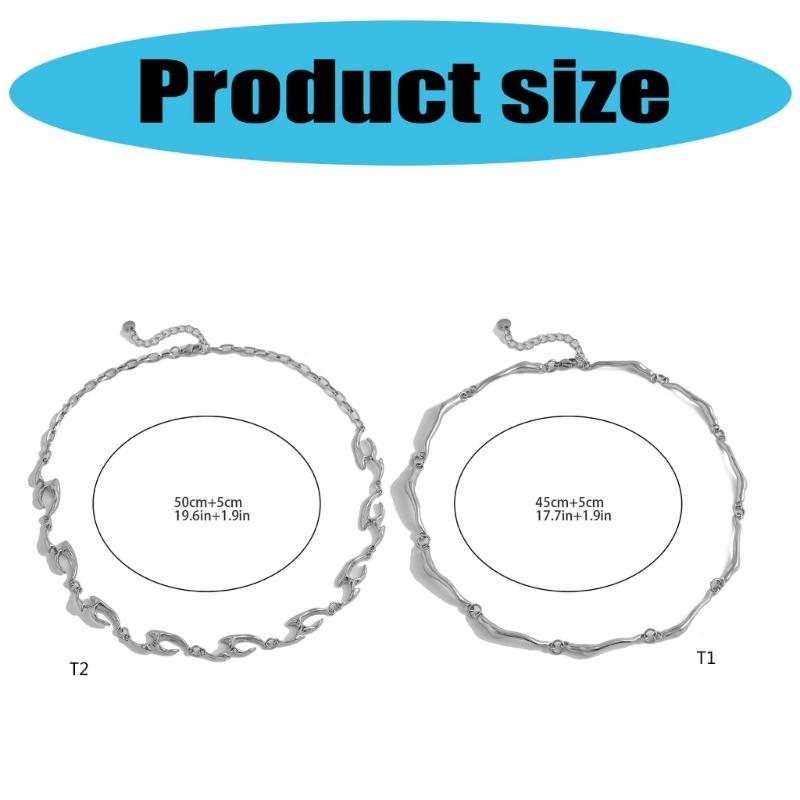 Irregular Wavy Chain Necklace Adjustable Length Neckchain Unisex Choker Ornament Trendy Accessory for Fashion Lovers