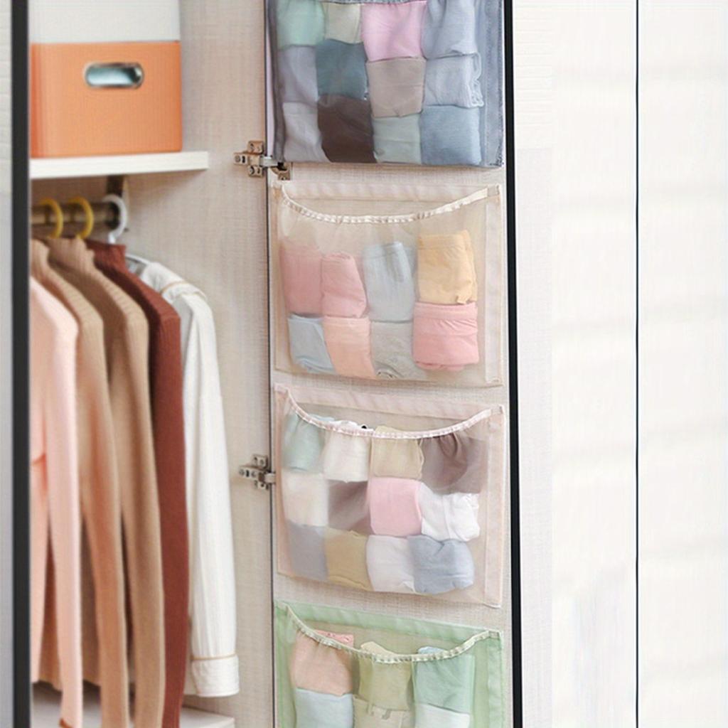 Space-Saving Closet Organizer No-Drill Closet Organizer Hanging Bags For Door/Wall Mounted Storage for Underwear, Socks, Accessories