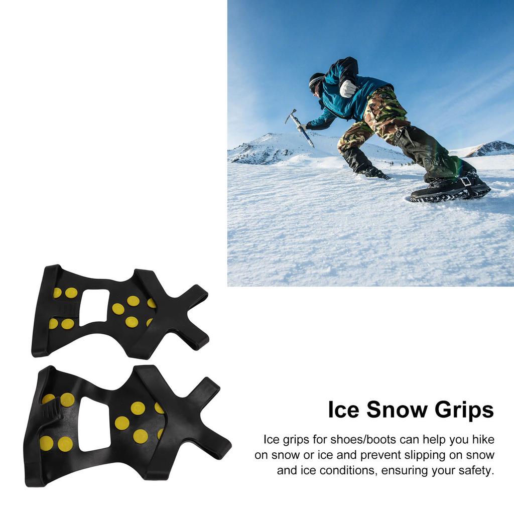 1pair 10 Spikes Ice Snow Grips Anti Slip Ice Traction Clts Walk Traction Clts for Shoes Boots Walking Hiking Climbing