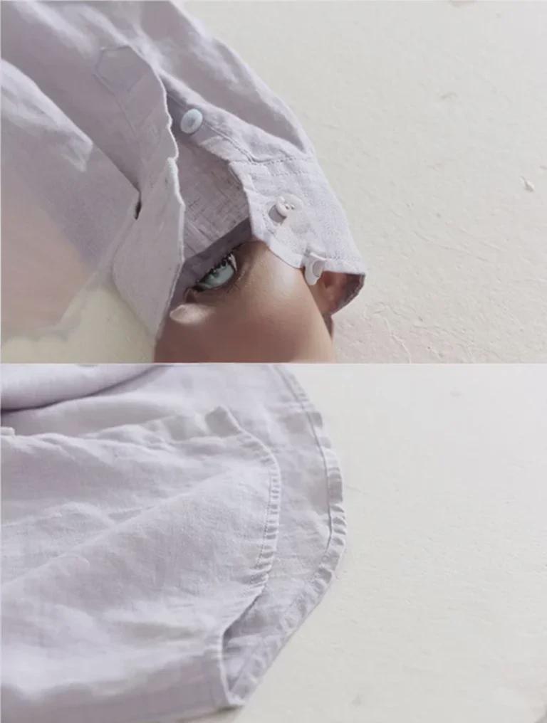 Camicia da Uomo Casual Bianca a Maniche Lunghe Traspirante in Lino - Vestibilità Slim, Leggera, Resistente ai Raggi UV