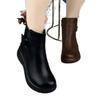 Autumn and winter new thick-soled Martin boots short boots women's soft leather thick-soled lightweight velvet warm middle-aged mother flat-heeled cot