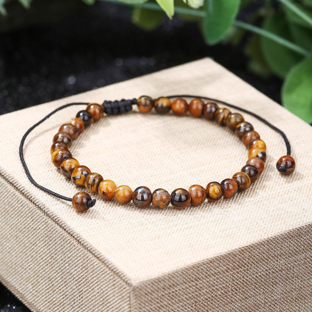 Minimalist 4mm/6mm Braided Stone Bracelet Men Women Volcanic Rock Obsidian Tiger Eyes Beads Meditation Braclet Leisure Pulseira
