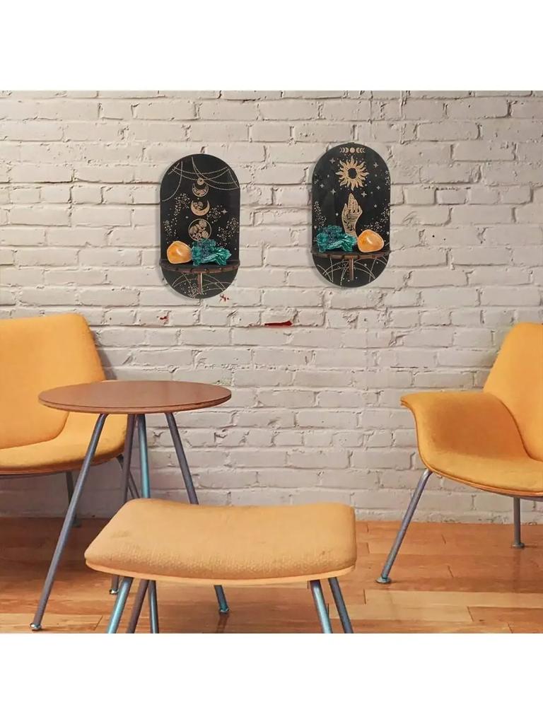 2pcs/set Black Wall Stand Candlestick Crystal Display Stand Bohemian Hand Stand Hanging Room Decoration