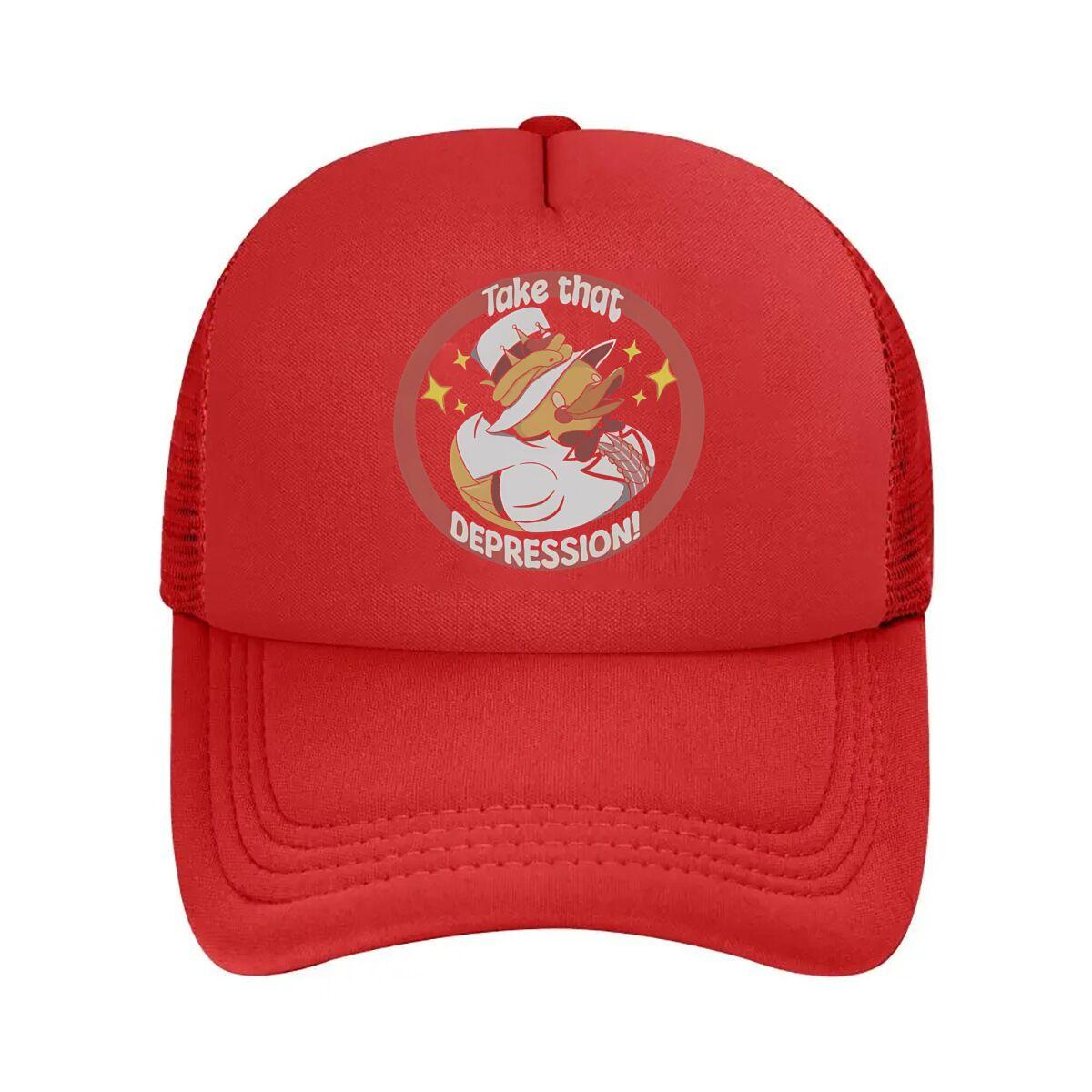 

Duck with Depression Theme two Fashion Mesh Baseball Cap Breathable Casual Hats Outdoor For Unisexs And WoUnisexs One Size