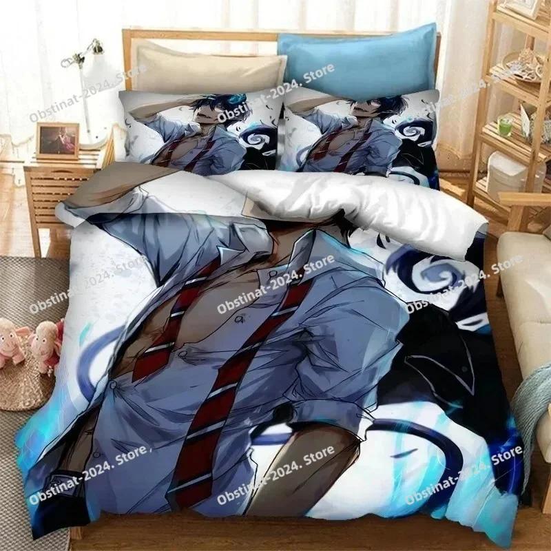 Fashion 3D Anime Blue Exorcist Bedding Set Printed Bed Set With Pillowcase Duvet Cover Soft Single Double Queen Super King Size