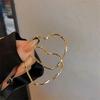 1 Pair Elegant Minimalist Heart Shaped Gold Color Pendant Earrings, Fashionable Statement Jewelry Halloween Valentine's Day Valentines