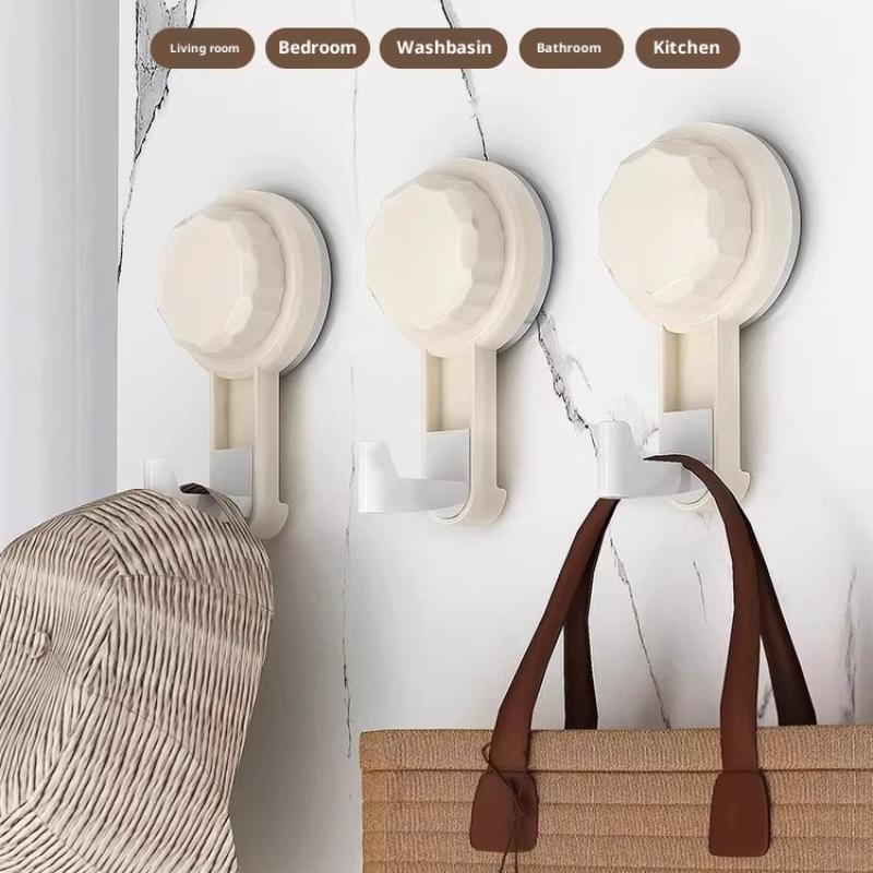 Powerful Suction Cup Hooks Traceless Heavy Duty Robe Towel Hook Keys Clothes Bag Hanger Hook Bathroom Kitchen Organizer Hook
