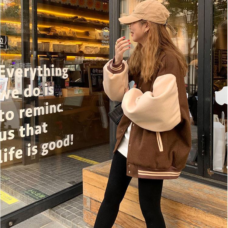 Retro Velvet Thickened Sweatshirt Coat for Female Students In Autumn and Winter Loose Harajuku Hong Kong Style Baseball Uniform