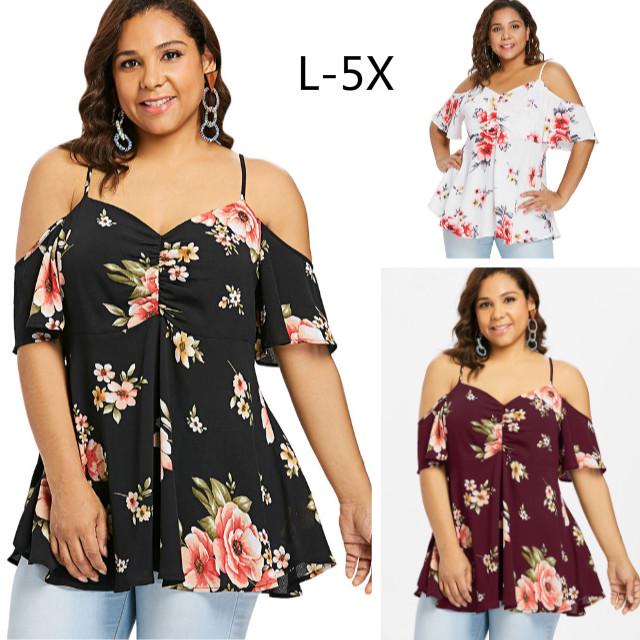 plus size open shoulder shirts