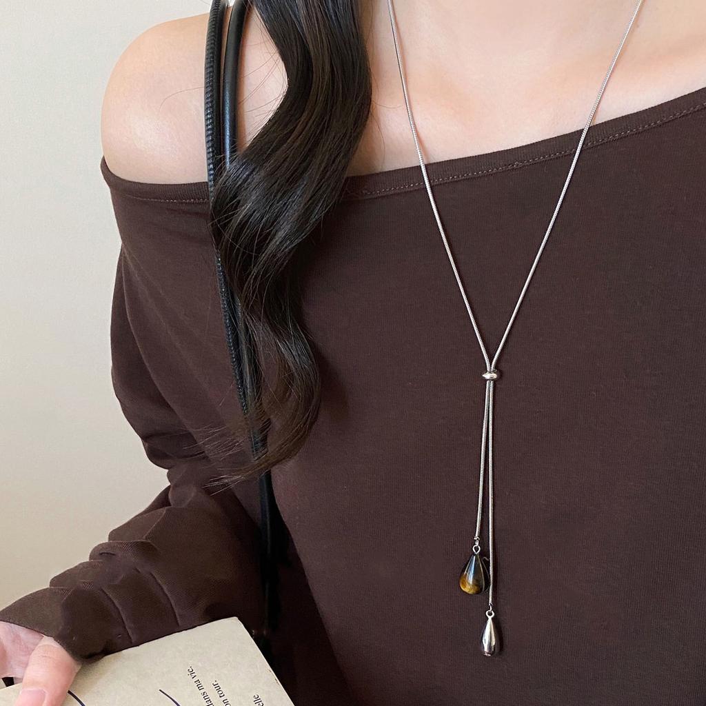 Punkte Steine Stern Mond Anhänger Halsketten für Damen Mode Lässig Wassertropfen Ausziehbar Lange Halsketten Täglicher Schmuck Geschenke