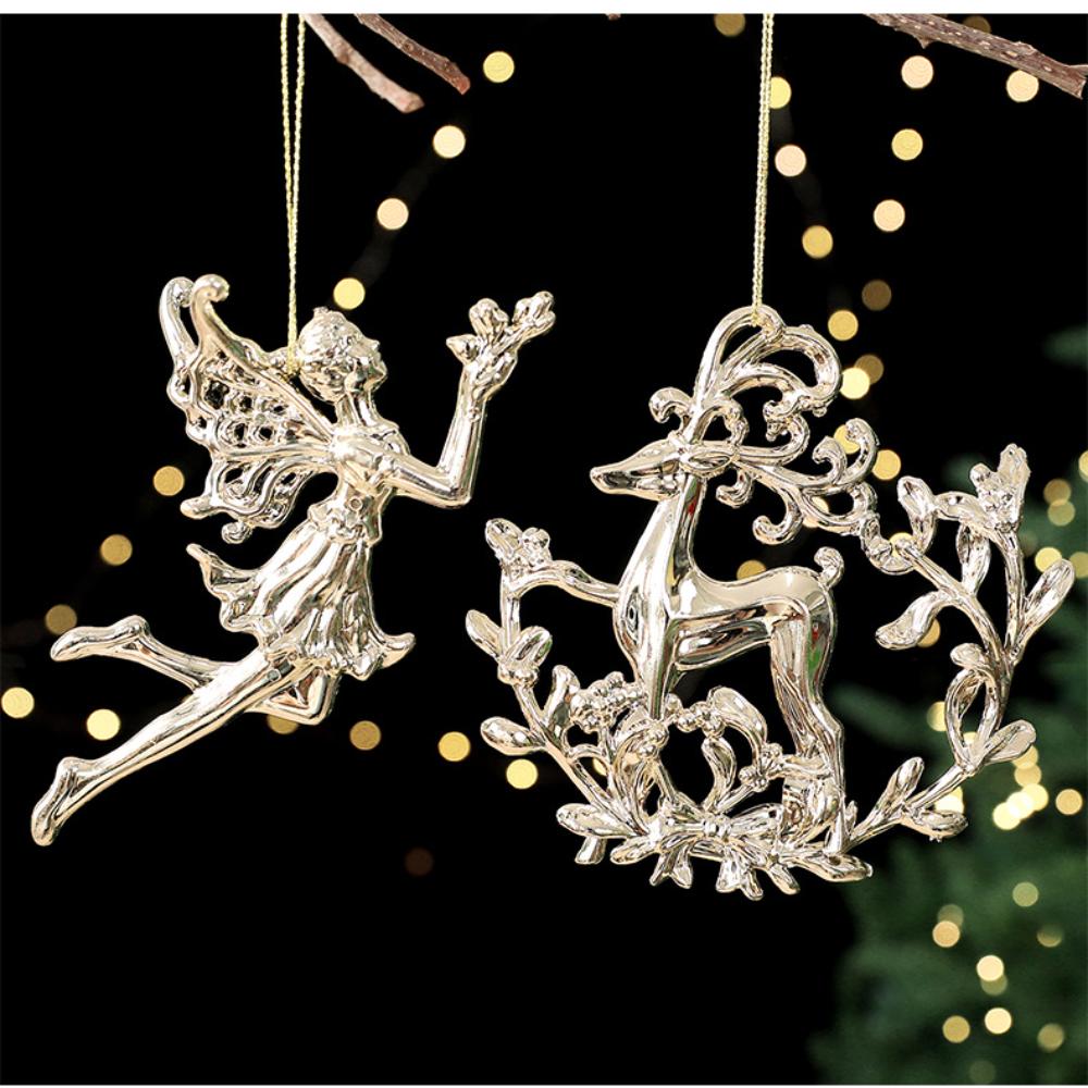 Creative Gold Christmas Hanging Decoration Angel Snowflake Butterfly Dragonfly Christmas Tree Ornament Festival Favors Shopwindo