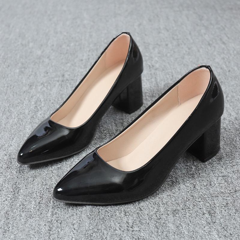 Zapatos Mary Jane de Tacón Grueso para Mujer Zapatos Planos Concisos sin Cordones Zapatos de Vestir Elegantes con Punta Afilada para Mujer Zapatos de Salón de Cuero para el Trabajo