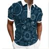 Halloween Print Short Sleeve Zip Polo, Trendy Casual Top