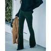 2026 Spring/Summer Women's Solid Color High-Waisted Slim Fit Slight Flare Corduroy Elastic Waist Casual Pants