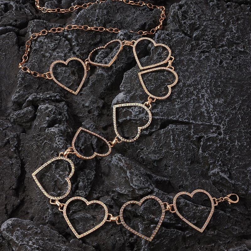 

Elegant Water Diamond Metallic Waist Chain For Women With Heart Geometric Design Perfect For Parties And Gifts Style 1
