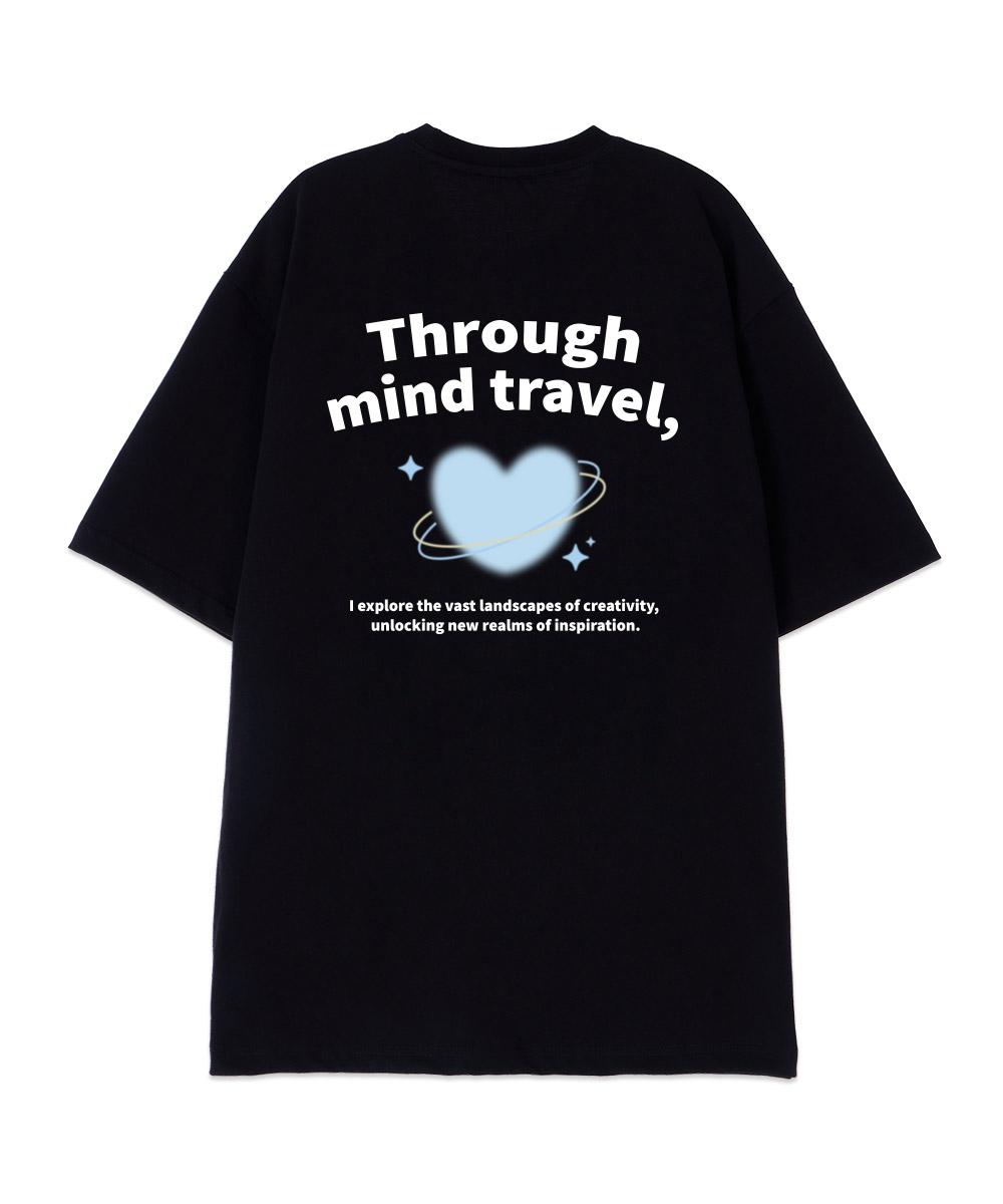 Astral Projection [Oversized] Through Mind Travel 13-Count Cotton Round Neck Short Sleeve T-Shirt_Black M