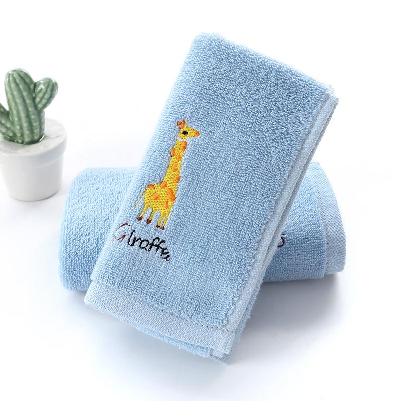 1Pcs 25x25cm 100% Cotton Cartoon Animal Embroidered Small Square Face Towel Baby Hand Children Wash Cloth