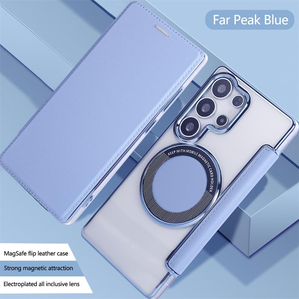 Leather Wallet Clear Magnetic Phone Case For Samsung Galaxy S26 S25 S24 Ultra S22 S23 Plus 5G Flip Card Wireless Charge Cover