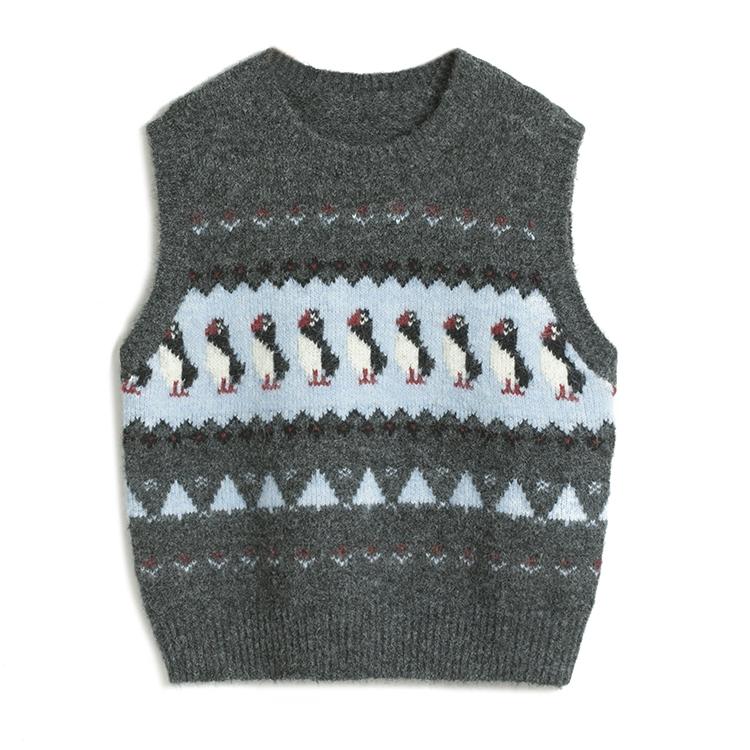 Dimanaf 2025 Sweaters Short Vest Autumn Women Flowers Print O-Neck Sweaters Knitting White Sweater