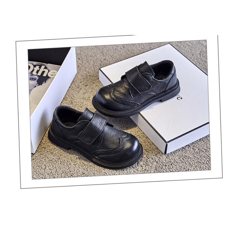 Retro Fashion Leather Children's Leather Shoes Soft Sole Boys Black British Style Performance Shoes