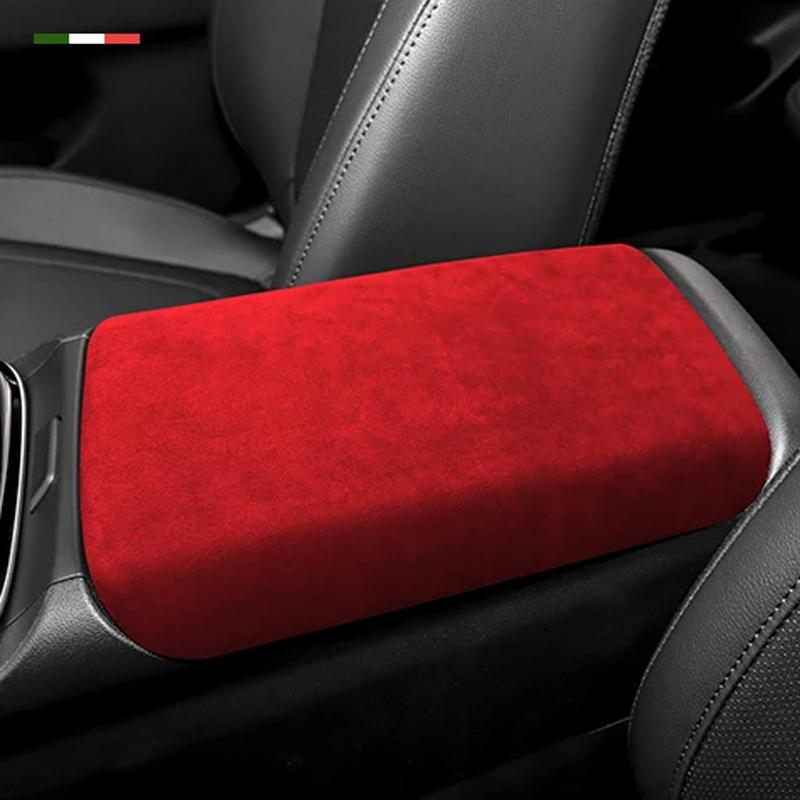 Alcan tara For Hyundai Tucson Car Armrest Storage Box Panel Pad Cover Center Console Box Lid Interior Trim